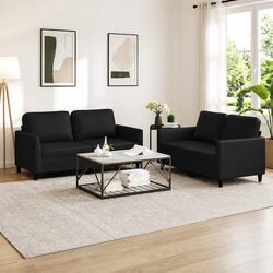 2 Piece Sofa Set with Faux Leather Upholstery
