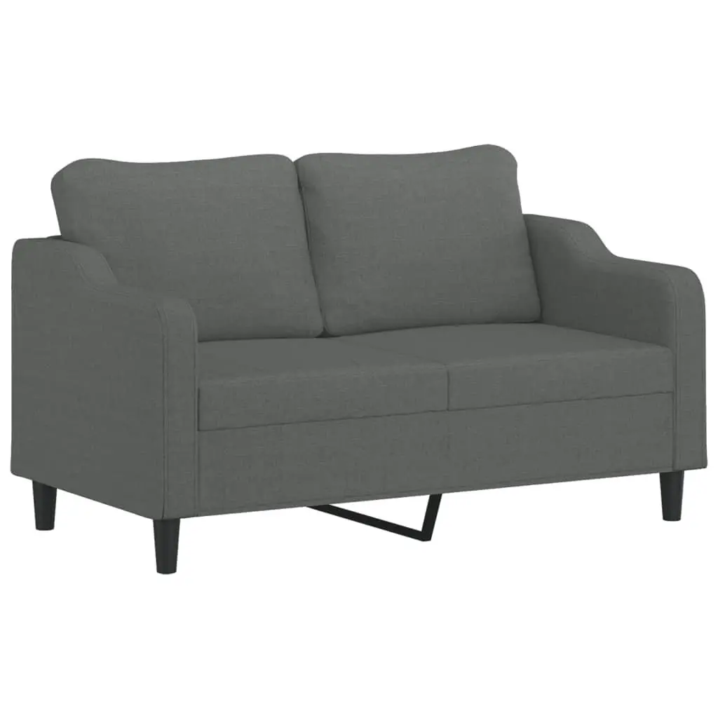 3PieceDarkGreyFabricSofaSetComfortableDesignwithCushionsandFootstoolforCompactLivingSpaces