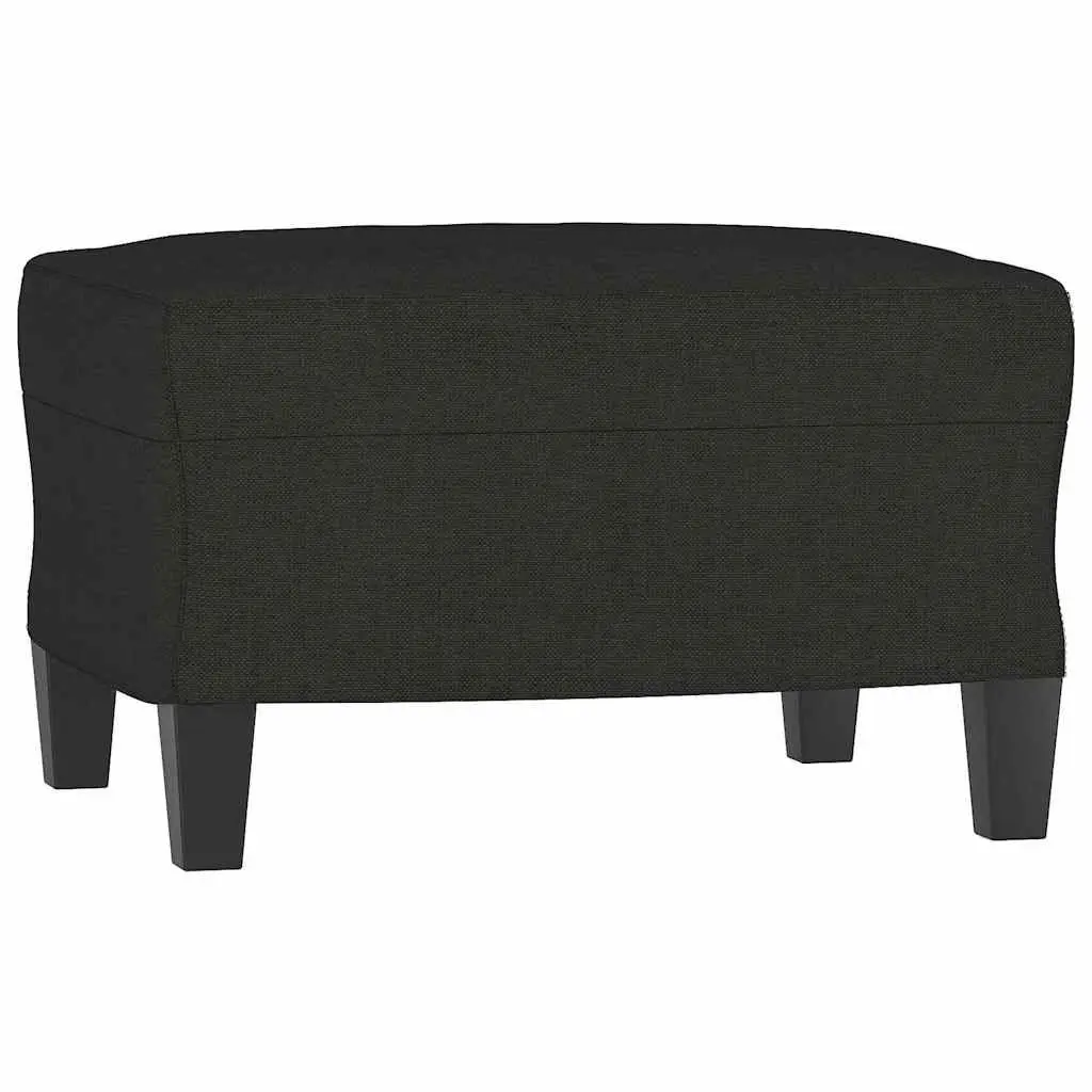 3 Piece Sofa Set Black Fabric Living Room Lounge Suite with Pillows Footstool