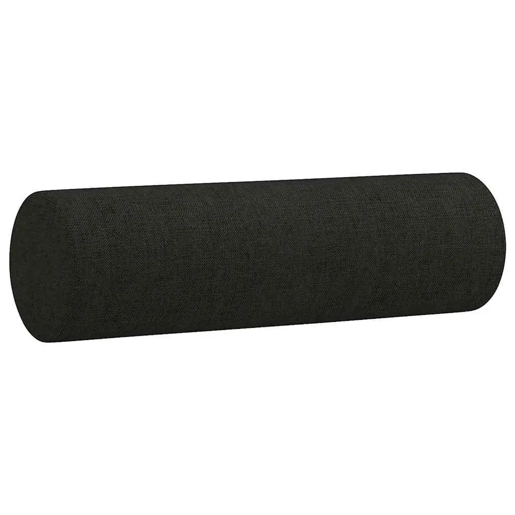 3 Piece Sofa Set Black Fabric Living Room Lounge Suite with Pillows Footstool