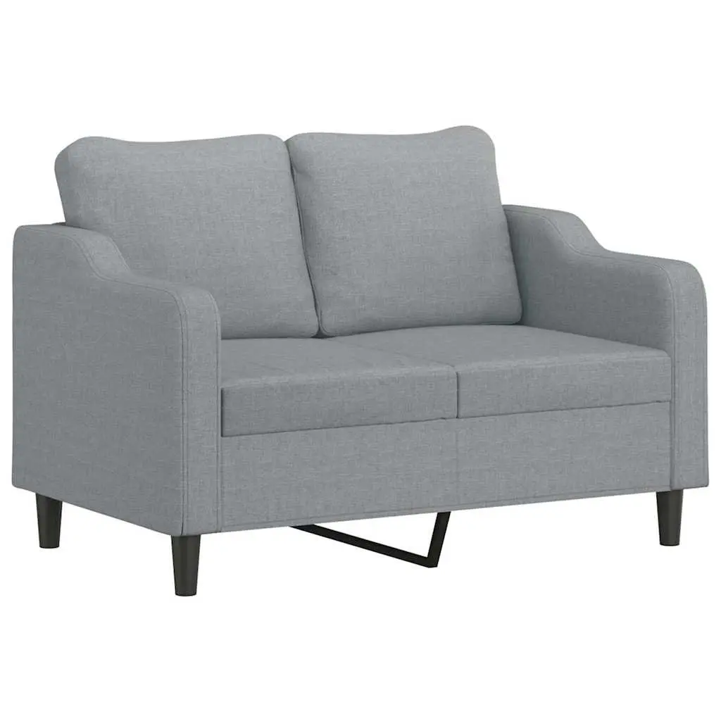 2 Piece Sofa Set Grey Fabric Living Room Lounge Suite with Pillows Comfortable