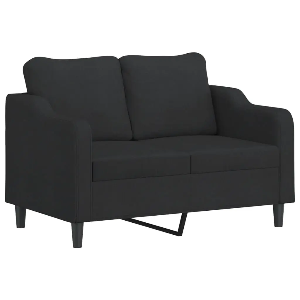 2 Piece Sofa Set Black Fabric Lounge Suite with Pillows Living Room Seating