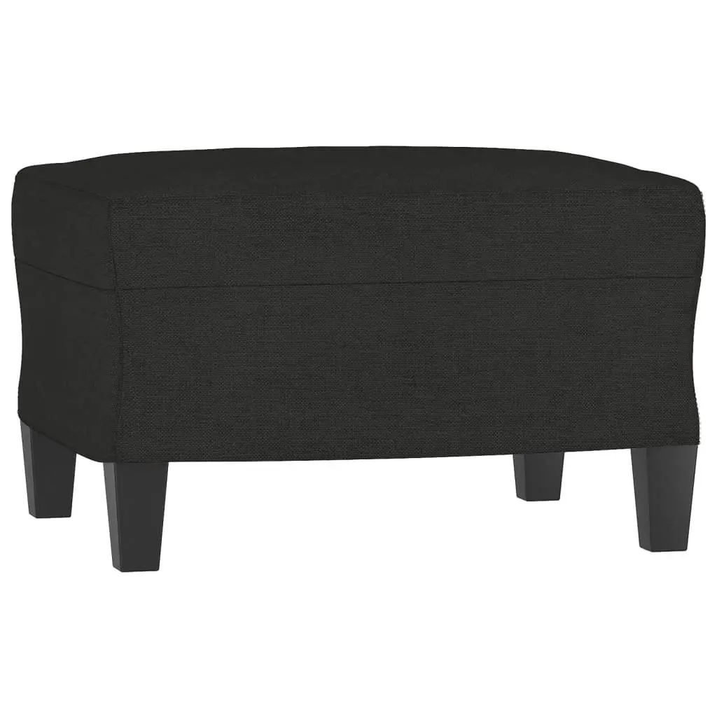 3 Piece Sofa Set with Pillows and Footstool Black Fabric Living Room Lounge