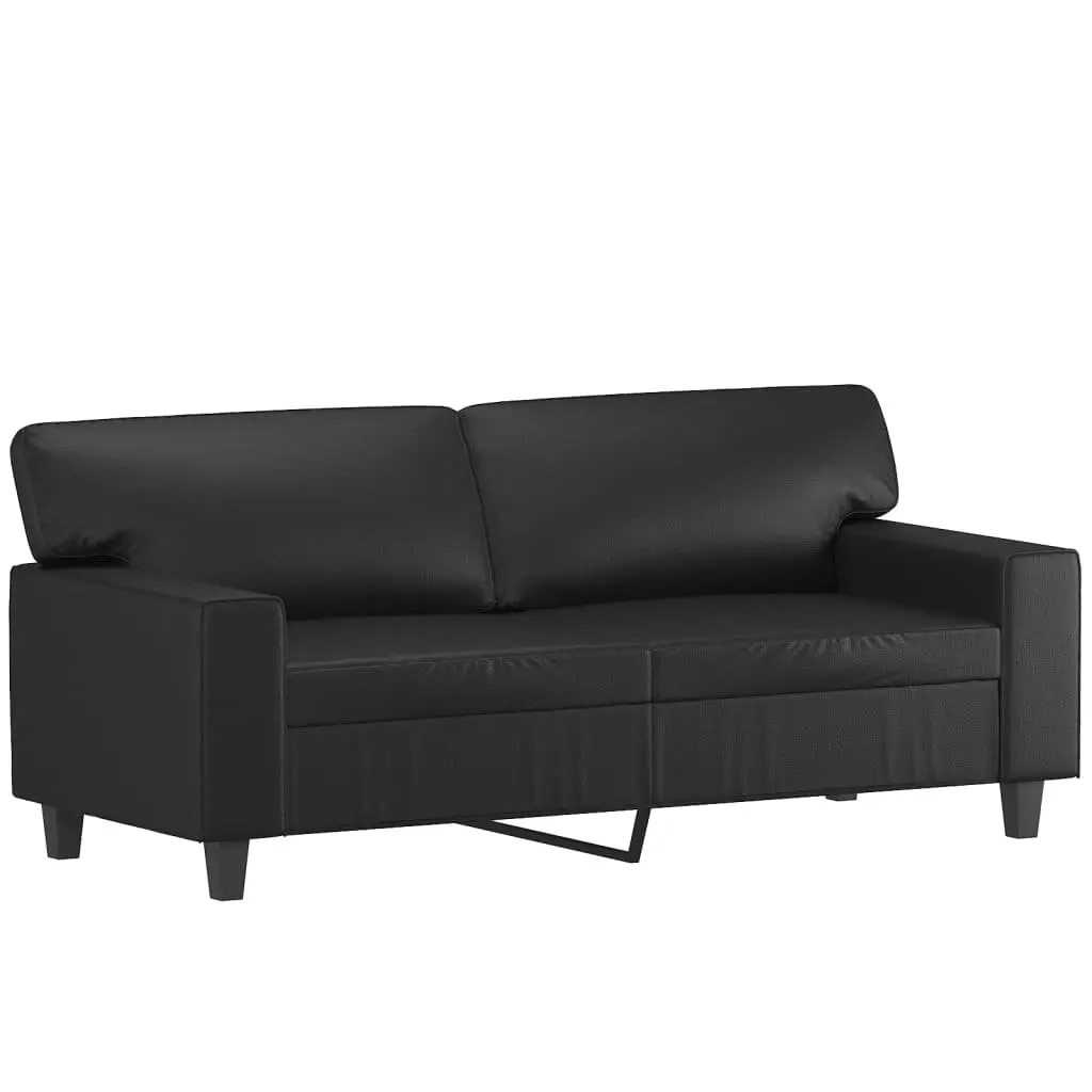 2 Piece Black Sofa Set with Throw Pillows Lounge Couch Seating Furniture