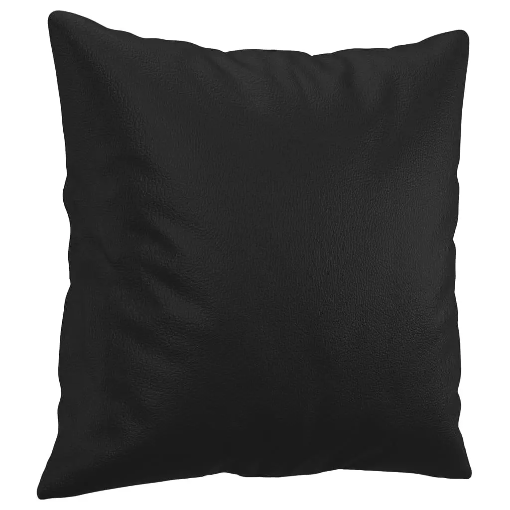 3 Piece Sofa Set with Throw Pillows and Footstool Black Faux Leather Living Room