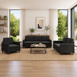 3 Piece Sofa Set: Black Velvet Construction and Comfort