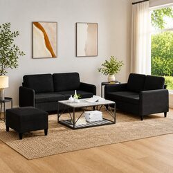 3 Piece Sofa Set with Black Velvet Upholstery