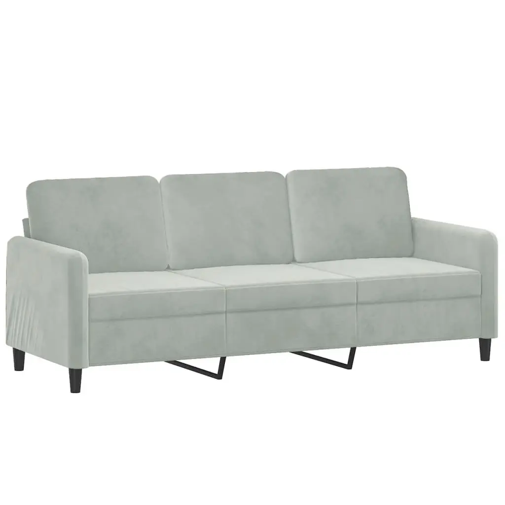 2 Piece Sofa Set Grey Velvet Lounge Suite Comfortable Seating Furniture