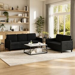 2 Piece Velvet Sofa Set with Plywood and Metal Frame