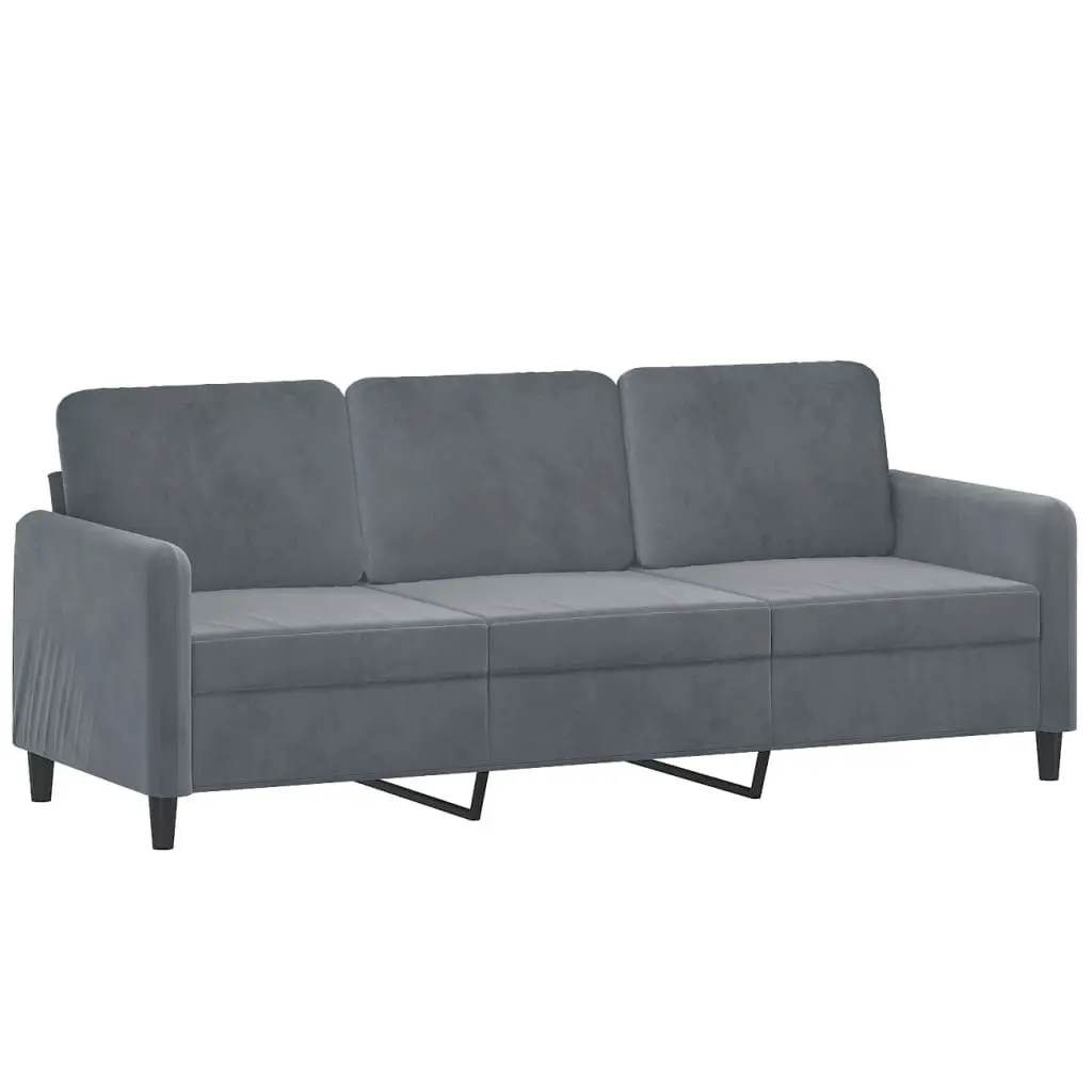 2 Piece Sofa Set Grey Velvet Couch Lounge Suite with Pillows Living Room