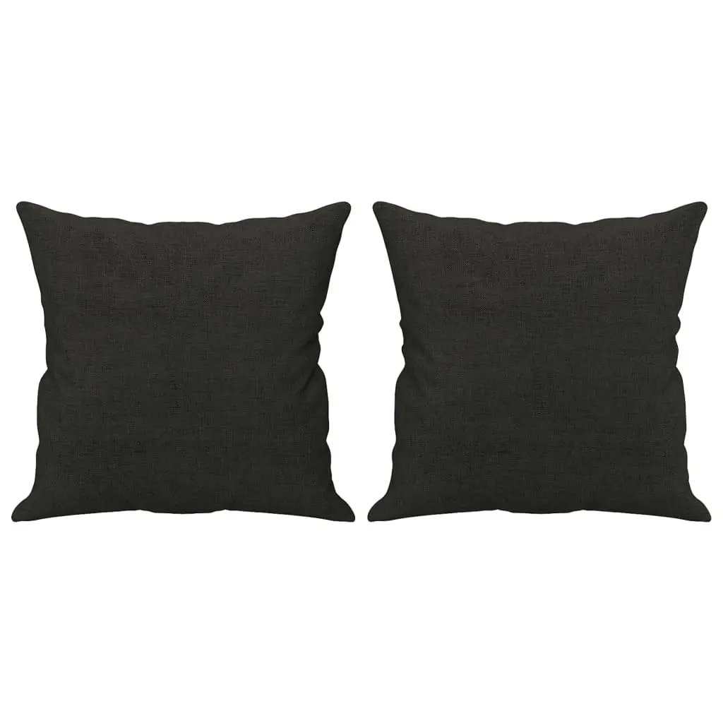 4 Piece Sofa Set Black Fabric Couch with Throw Pillows Footstool Living Room