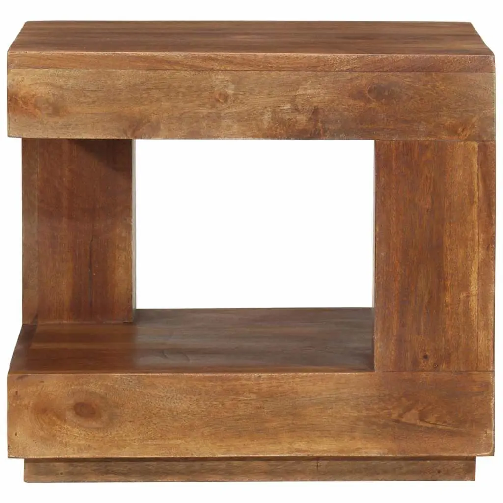 Solid Acacia Wood Coffee Table with Storage Shelf Vintage Style Brown 45x45x40 cm