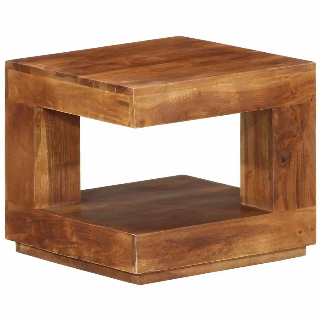 Solid Acacia Wood Coffee Table with Storage Shelf Vintage Style Brown 45x45x40 cm