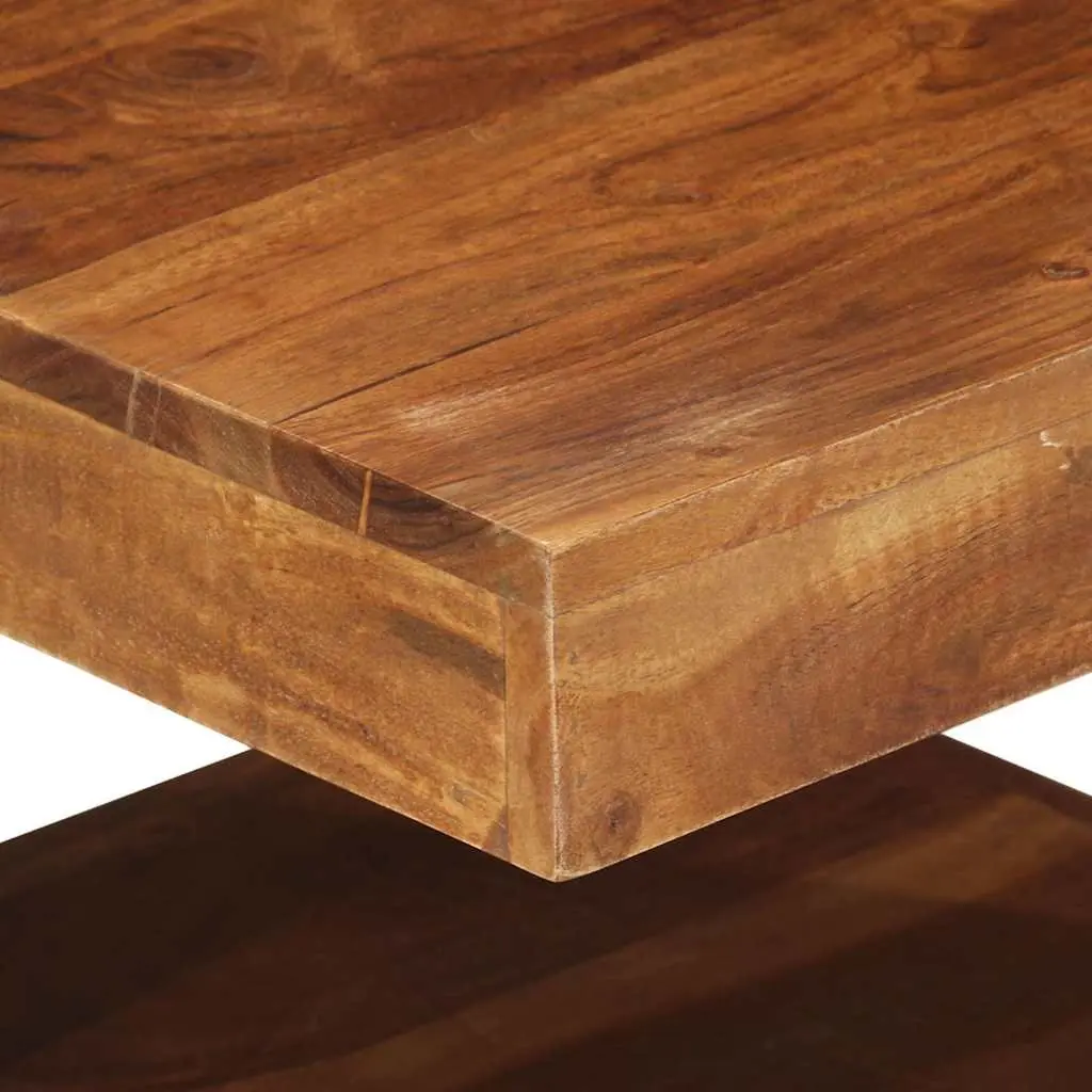 Solid Acacia Wood Coffee Table with Storage Shelf Vintage Style Brown 45x45x40 cm