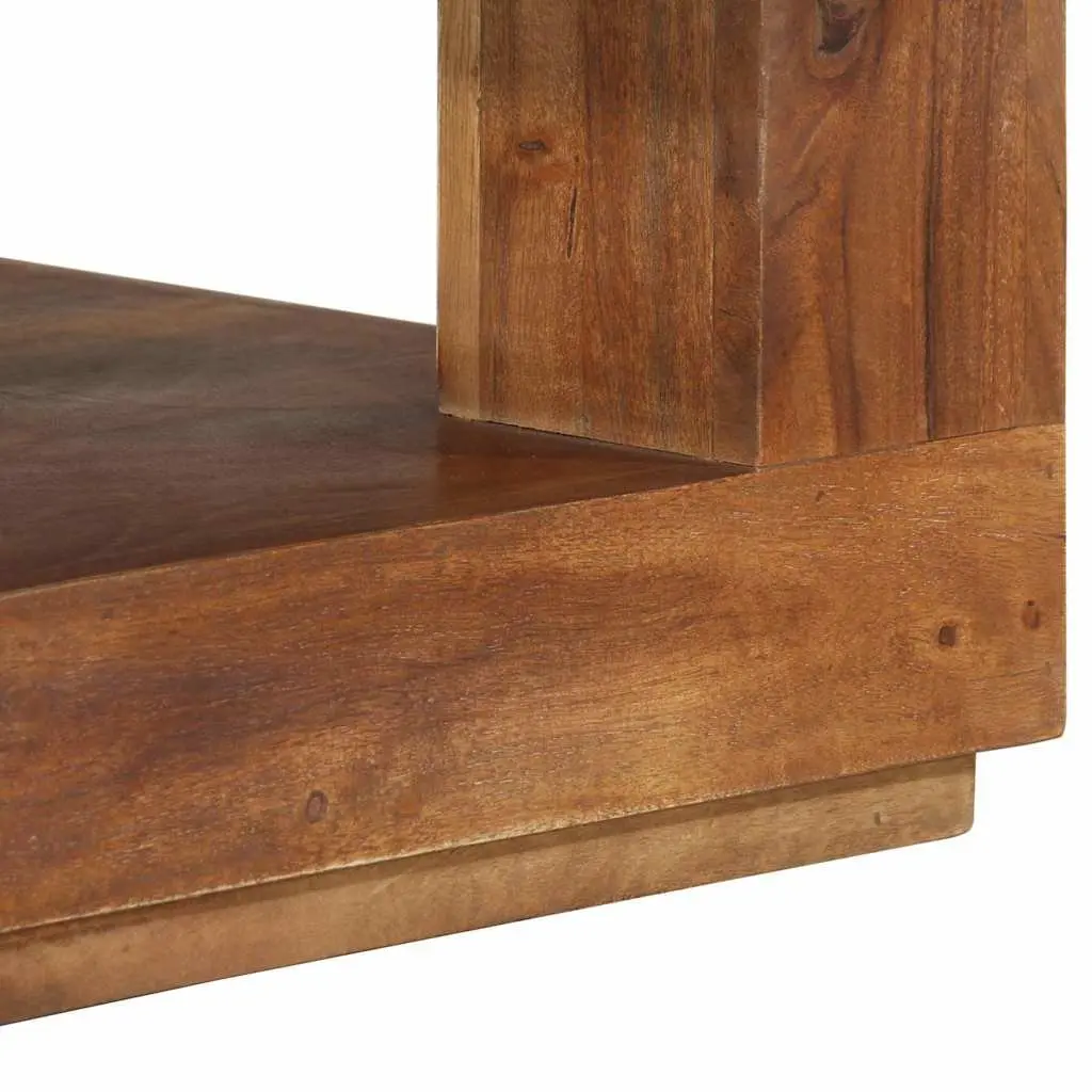 Solid Acacia Wood Coffee Table with Storage Shelf Vintage Style Brown 45x45x40 cm
