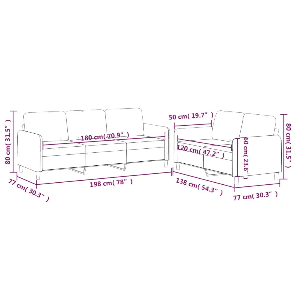 Grey Fabric Sofa Set 2 Piece Living Room Lounge Suite with Cushions