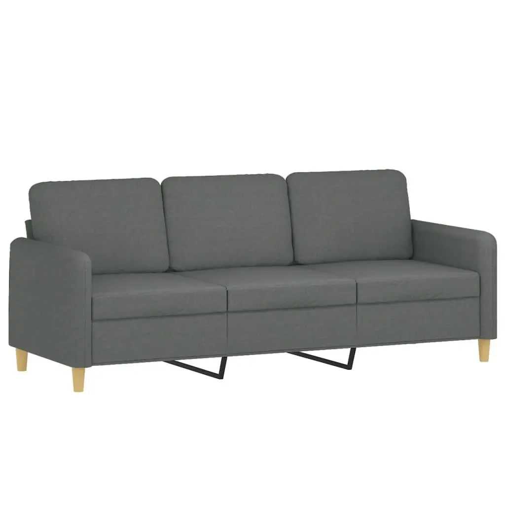 3 Piece Sofa Set Grey Fabric Couch with Throw Pillows and Footstool Living Room