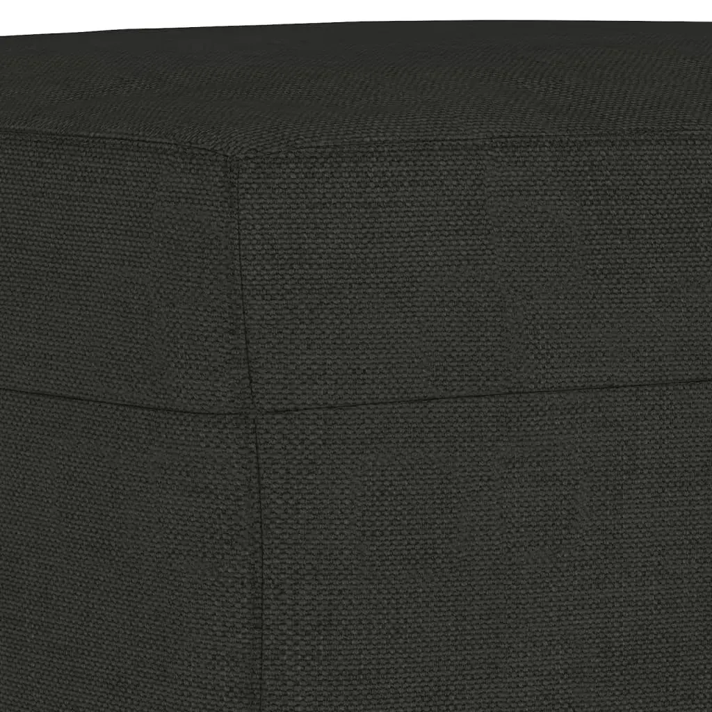 3 Piece Sofa Set Black Fabric Couch with Throw Pillows Footstool Living Room