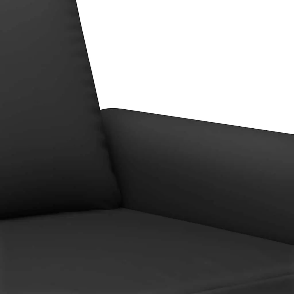 3 Piece Sofa Set Black Velvet Couch with Throw Pillows Footstool Living Room