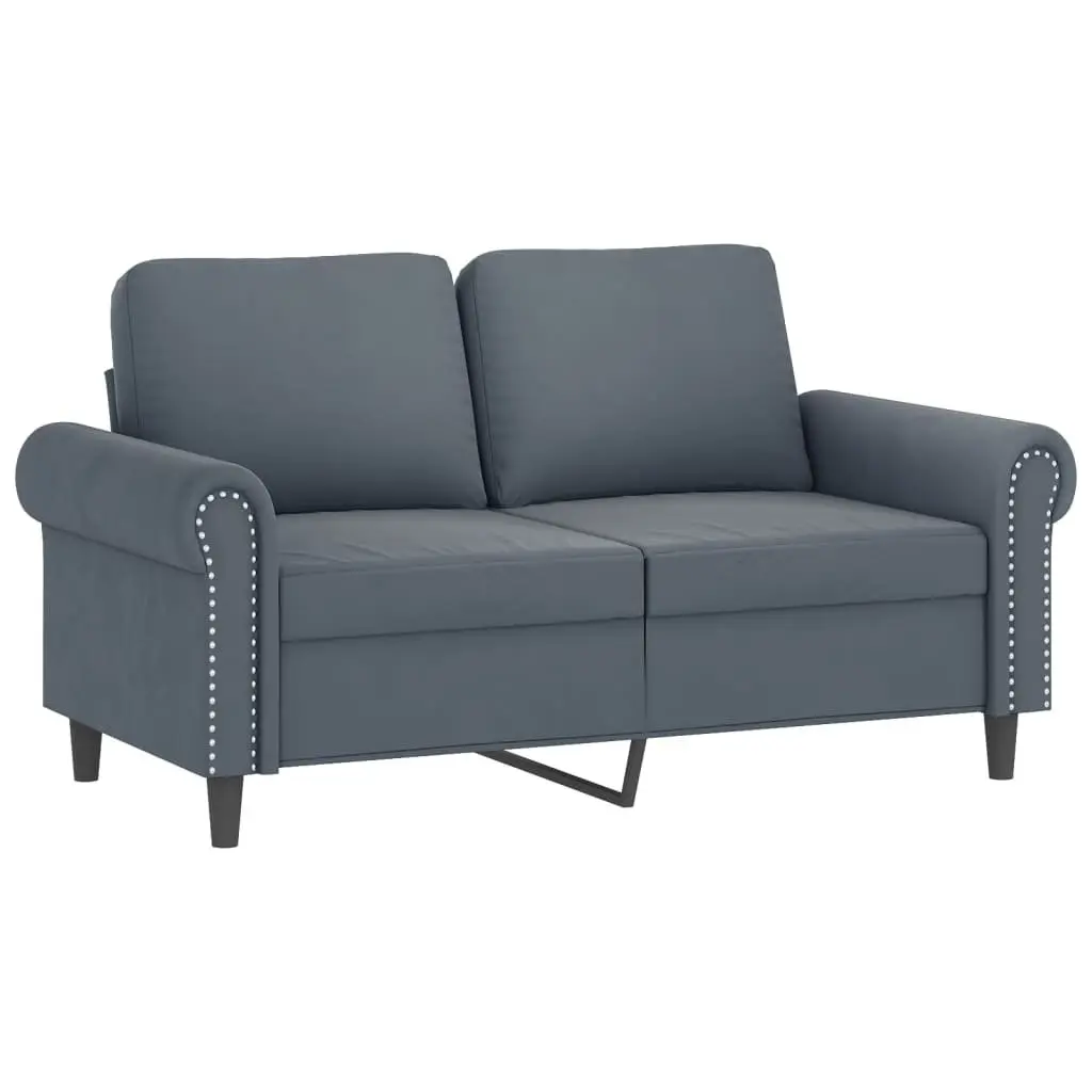 2 Piece Sofa Set Grey Velvet Cushions Living Room Furniture Comfortable Seating