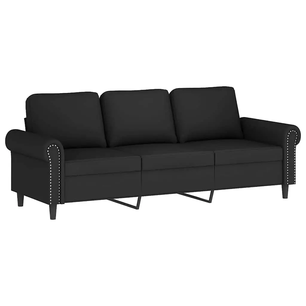 2 Piece Sofa Set with Pillows Black Velvet Living Room Furniture Couch