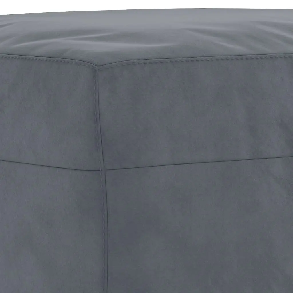 3 Piece Sofa Set with Footstool Throw Pillows Grey Velvet Living Room Furniture
