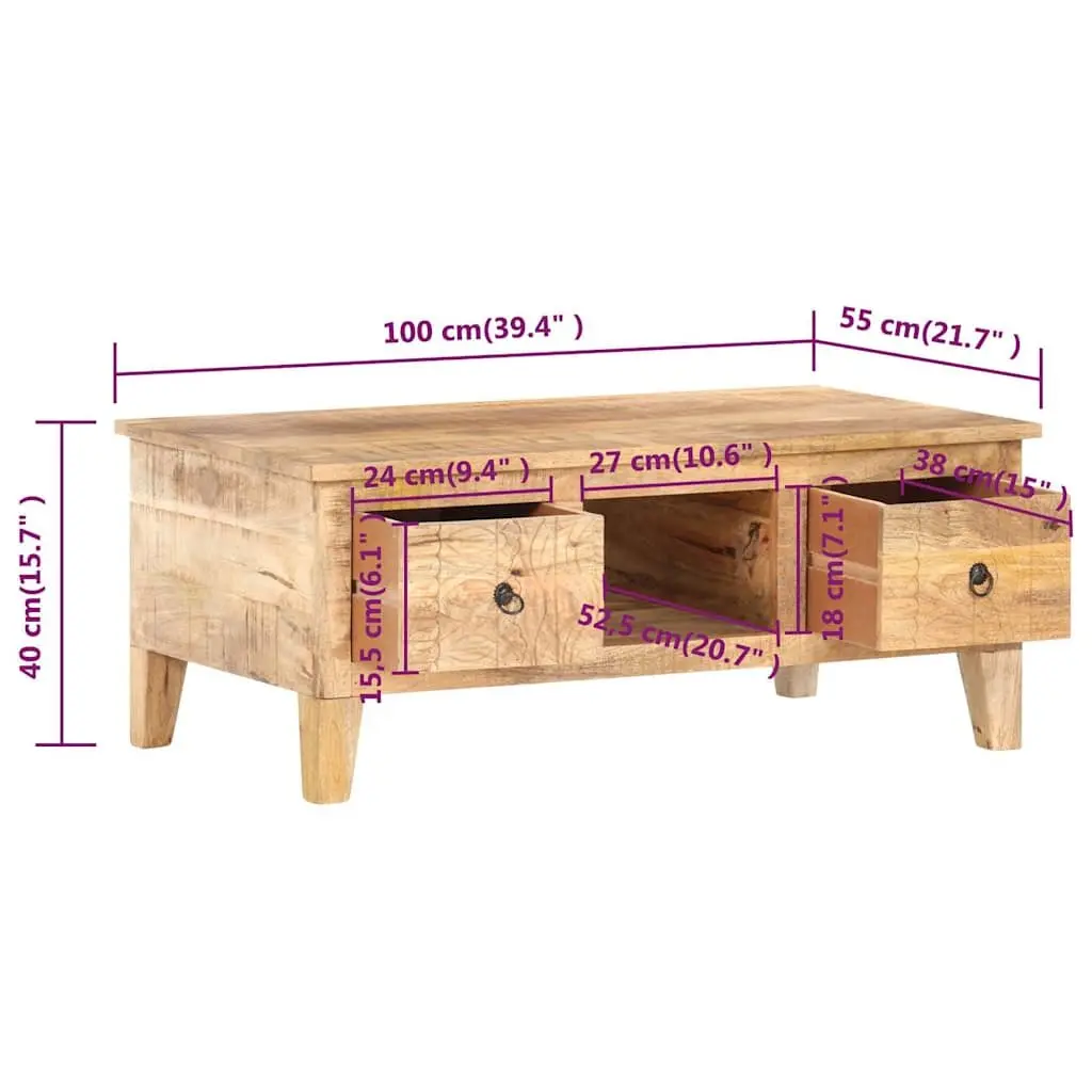 Coffee Table with Storage Drawers 100x55x40 cm Brown