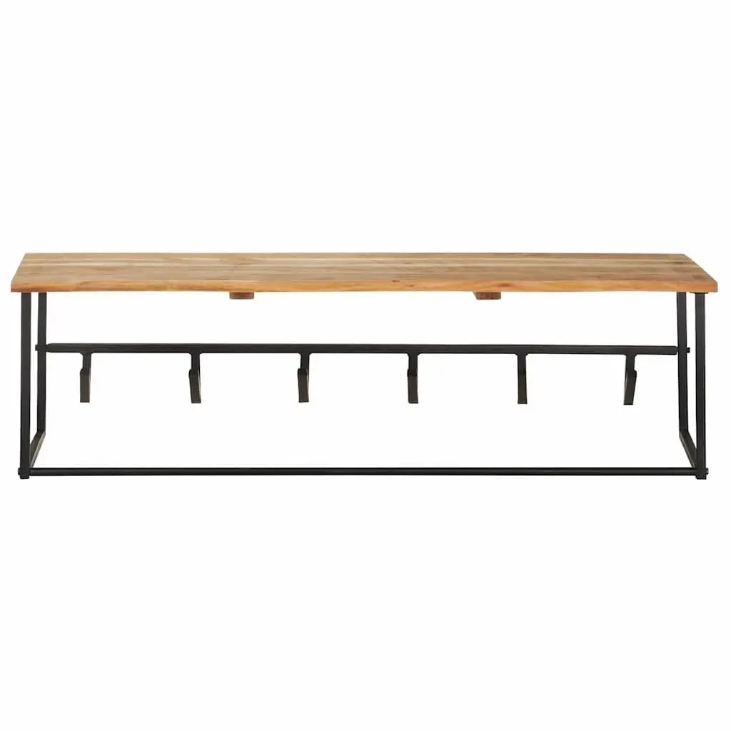 Wooden Peg Coat Rack Wall Mount Shelf with 6 Hooks Organizer Brown