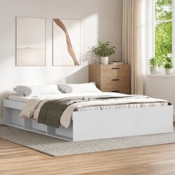 Engineered Wood Bed Frame 135x190 cm with Plywood Slats
