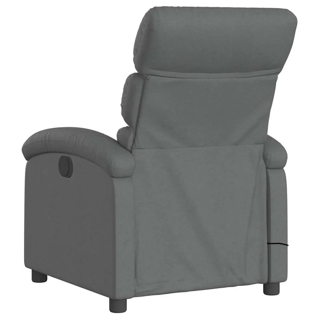 Massage Recliner Chair Dark Grey Fabric Manual Recline Vibration Armchair