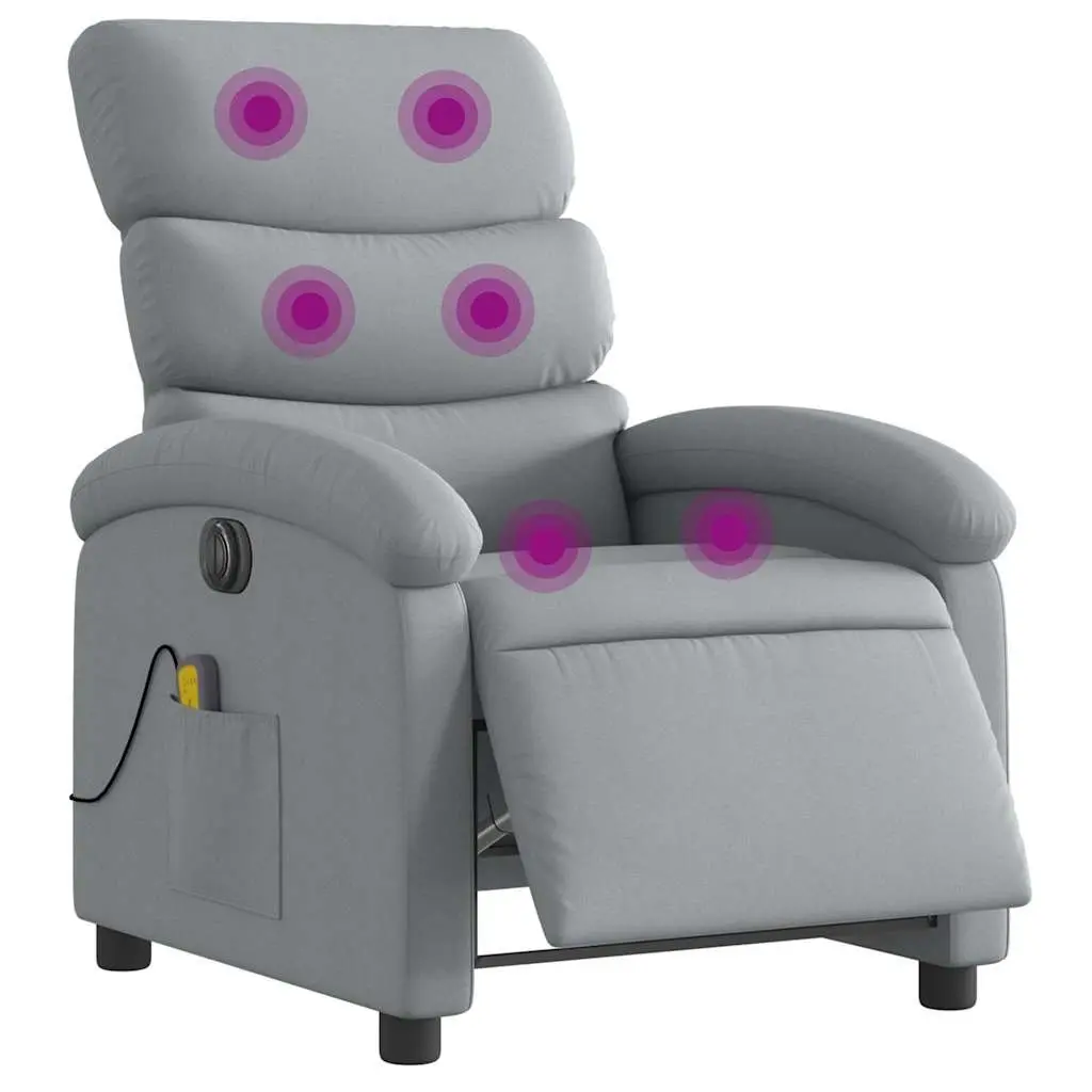 Electric Massage Recliner Chair Adjustable Grey Fabric Lounger with Footrest