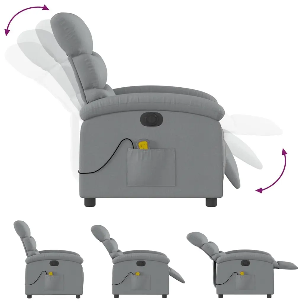 Electric Massage Recliner Chair Adjustable Grey Fabric Lounger with Footrest
