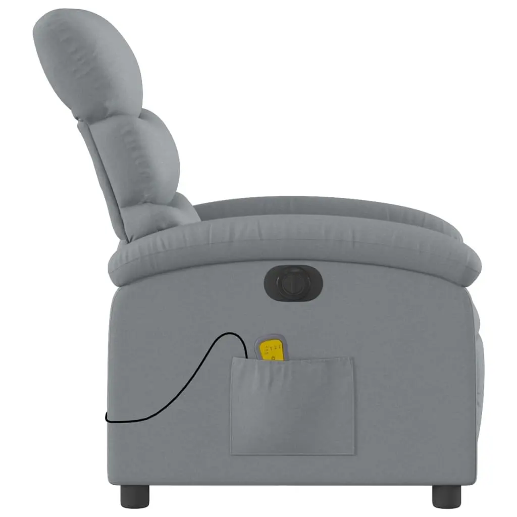 Electric Massage Recliner Chair Adjustable Grey Fabric Lounger with Footrest