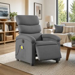 Grey Fabric Electric Massage Recliner Chair