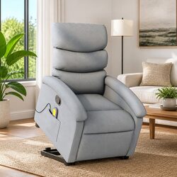 Power Lift Massage Recliner Chair in Grey Fabric