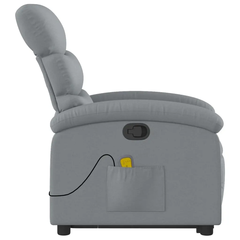 Stand Up Massage Recliner Chair Grey Fabric Power Lift Manual Recline Armchair