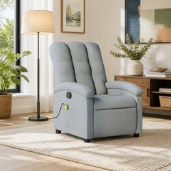 Manual Reclining Grey Fabric Massage Armchair