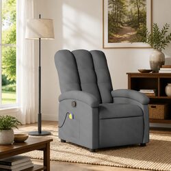 Manual Reclining Massage Armchair in Grey Fabric
