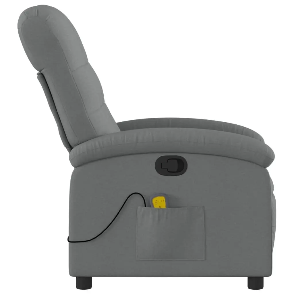 Massage Recliner Chair Grey Fabric Manual Reclining Armchair with 6 Vibration