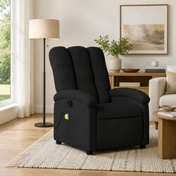 Manual Recline Black Fabric Massage Recliner Chair
