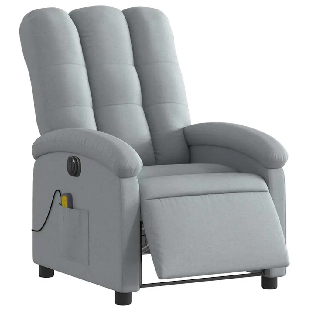 Electric Massage Recliner Chair Comfort Electric Reclining Function Grey Fabric