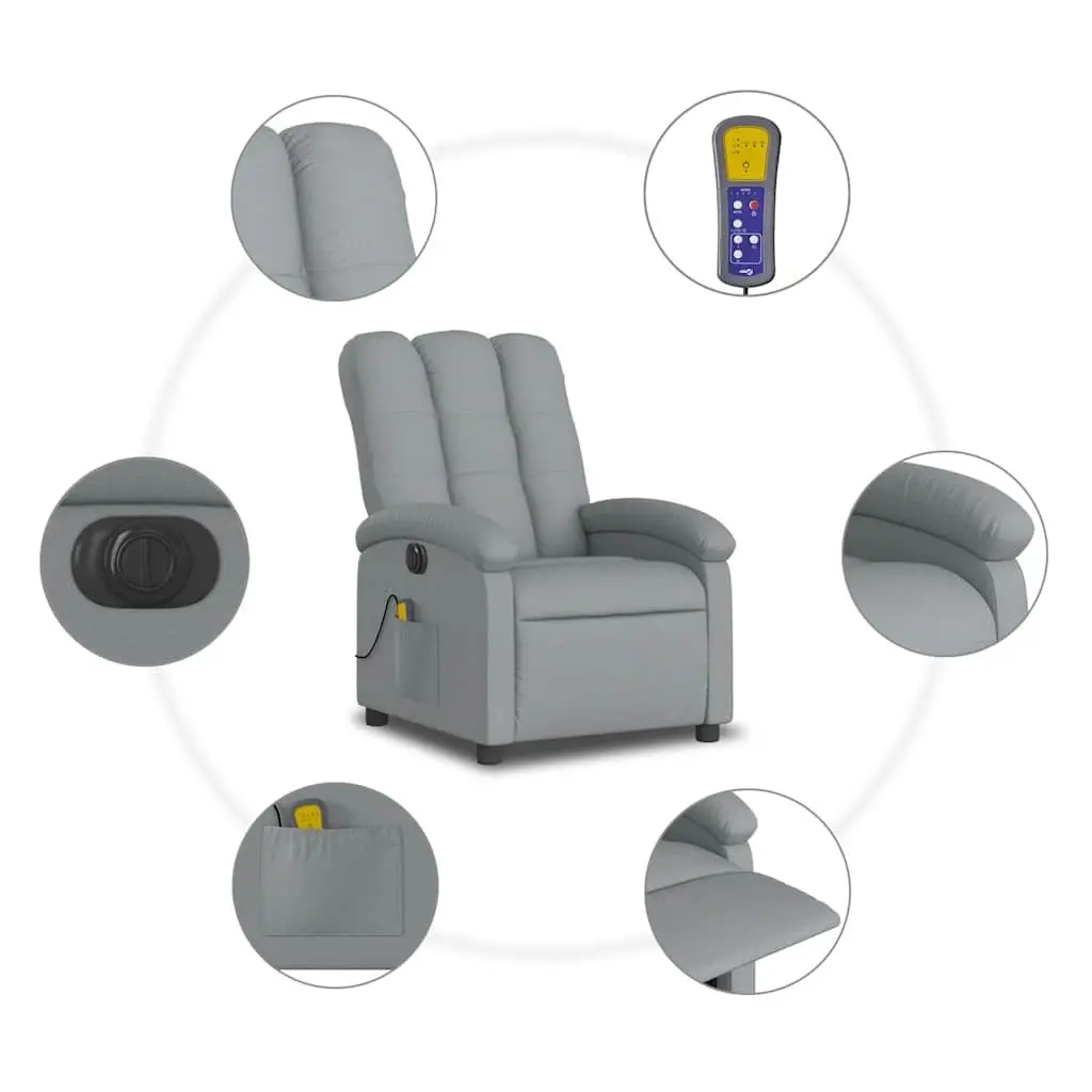 Electric Massage Recliner Chair Comfort Electric Reclining Function Grey Fabric