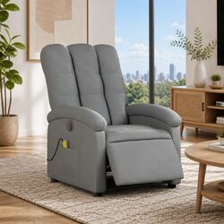 Grey Fabric Electric Massage Recliner Chair