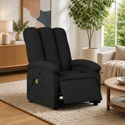 Black Fabric Electric Massage Recliner Armchair