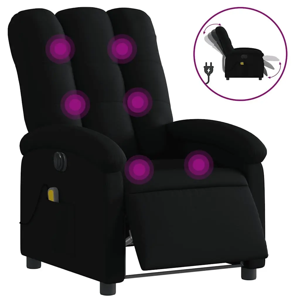 Electric Massage Recliner Chair with USB Vibration Black Fabric