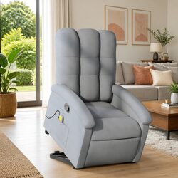 Electric Power Lift Massage Recliner Chair in Grey Fabric