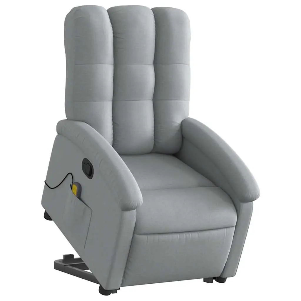 Electric Massage Recliner Chair with Power Lift Function Grey Fabric