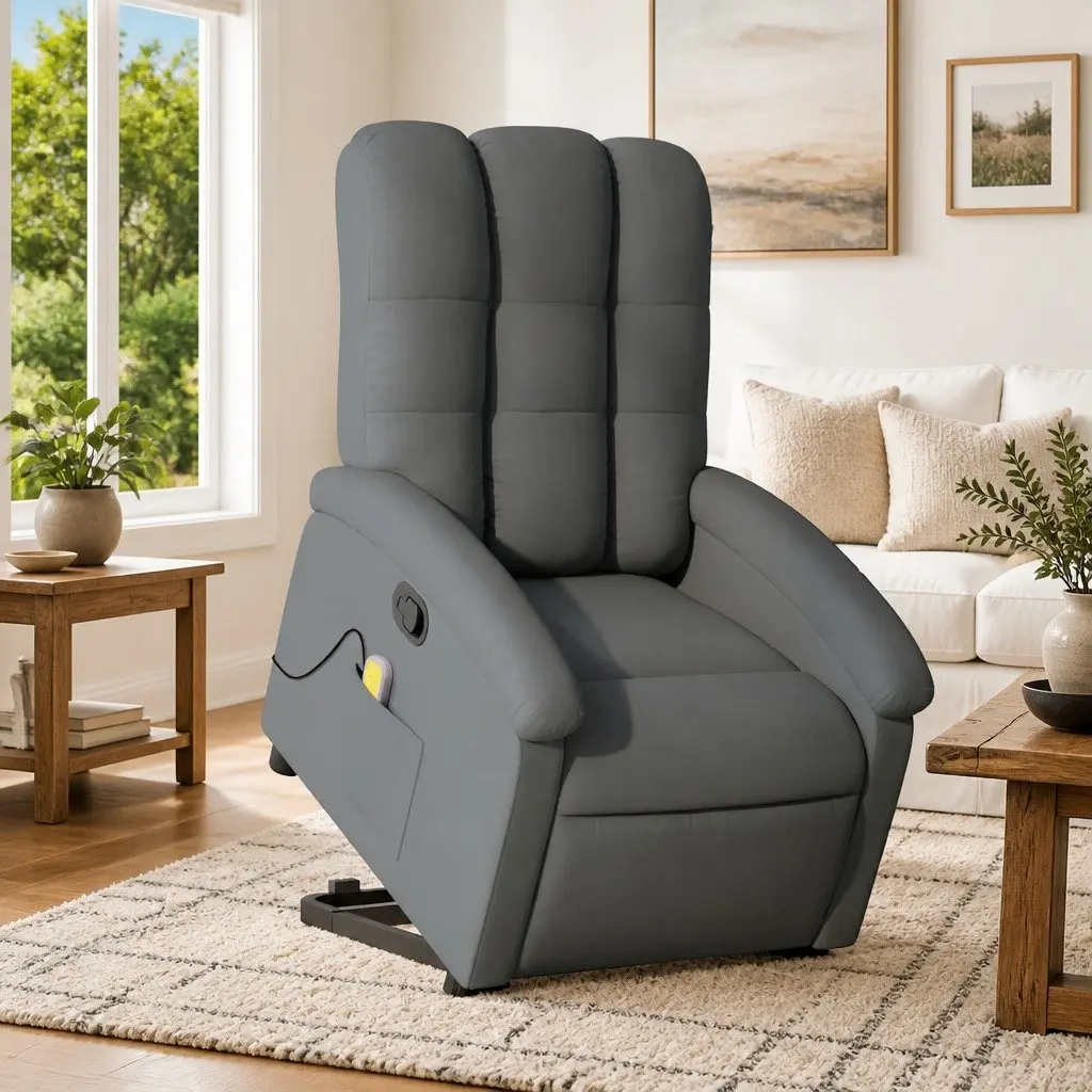 Electric Massage Recliner Chair Comfort Power Lift Grey Fabric