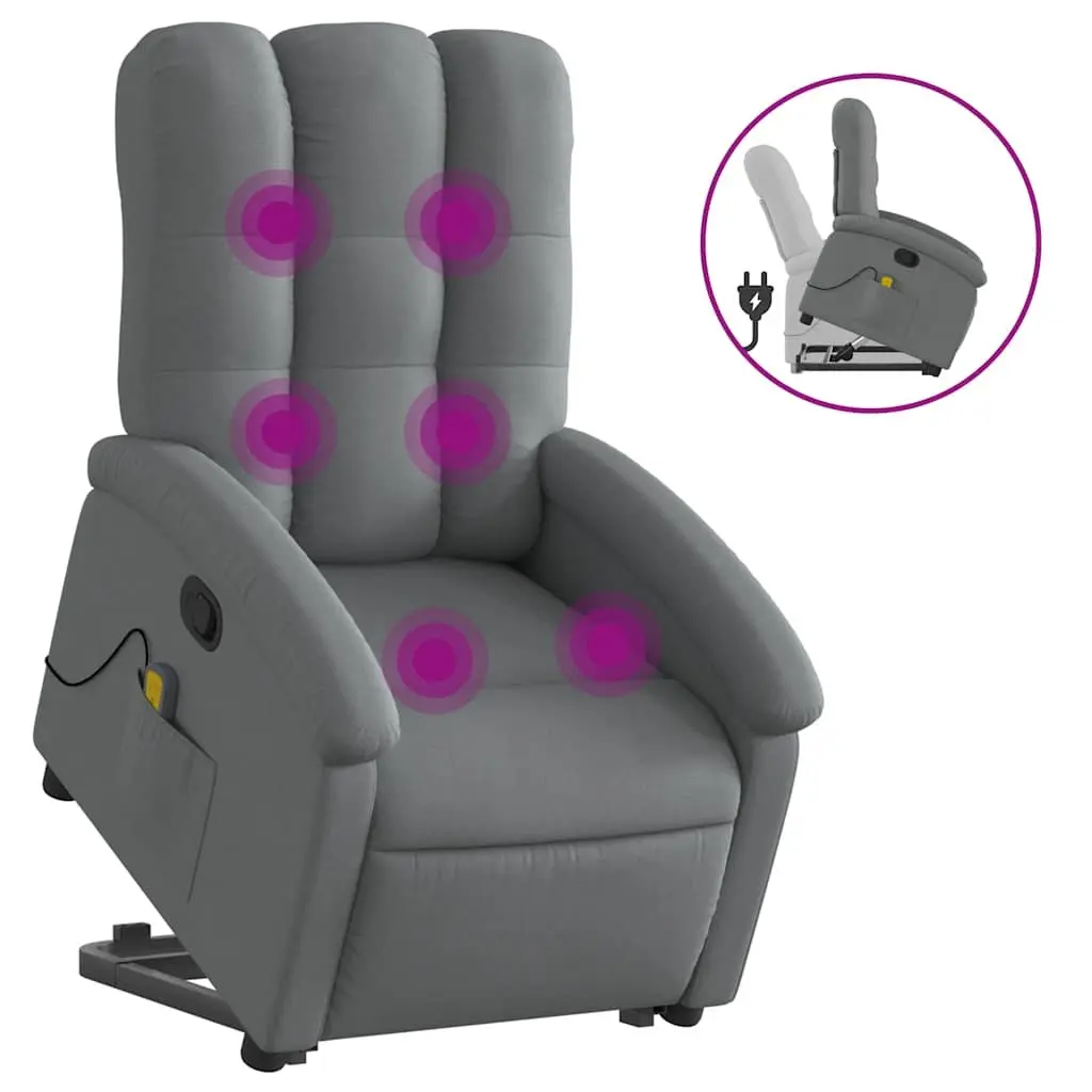 Electric Massage Recliner Chair Comfort Power Lift Grey Fabric