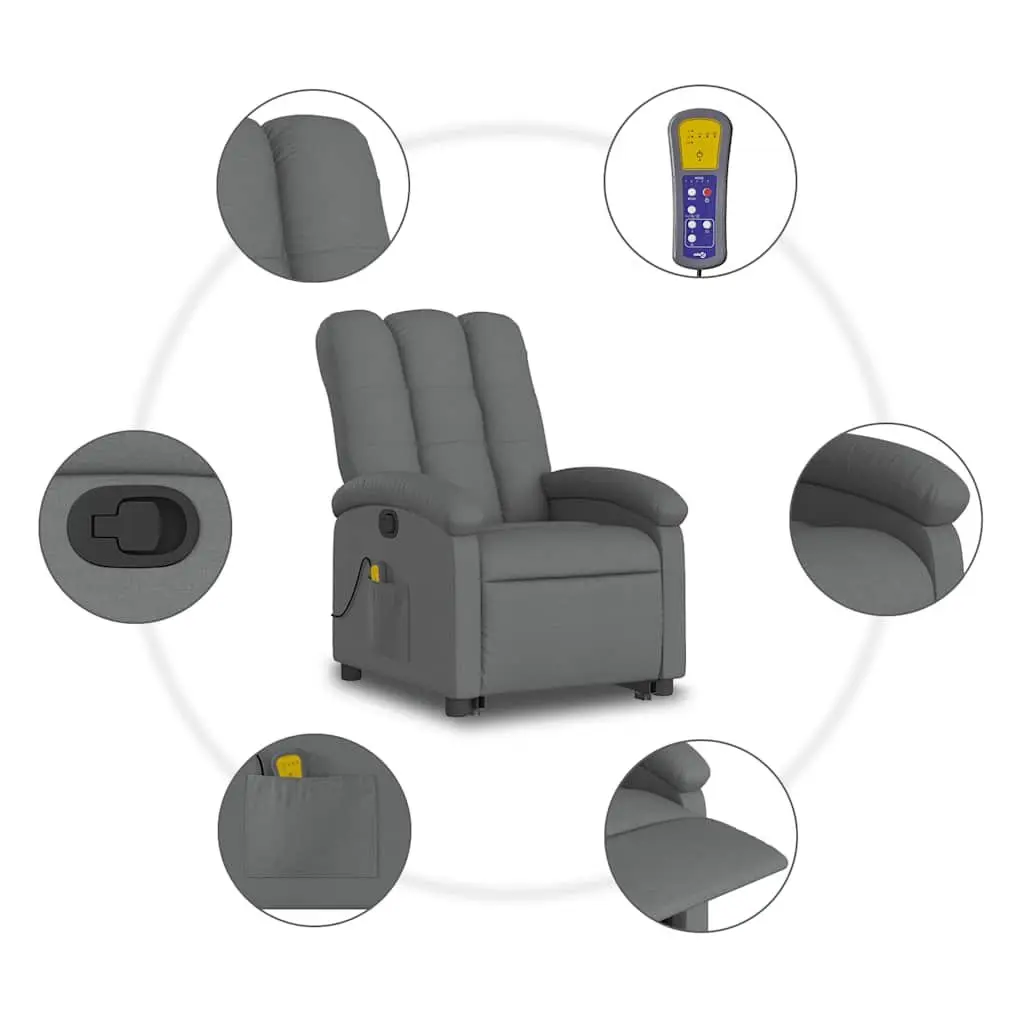 Electric Massage Recliner Chair Comfort Power Lift Grey Fabric